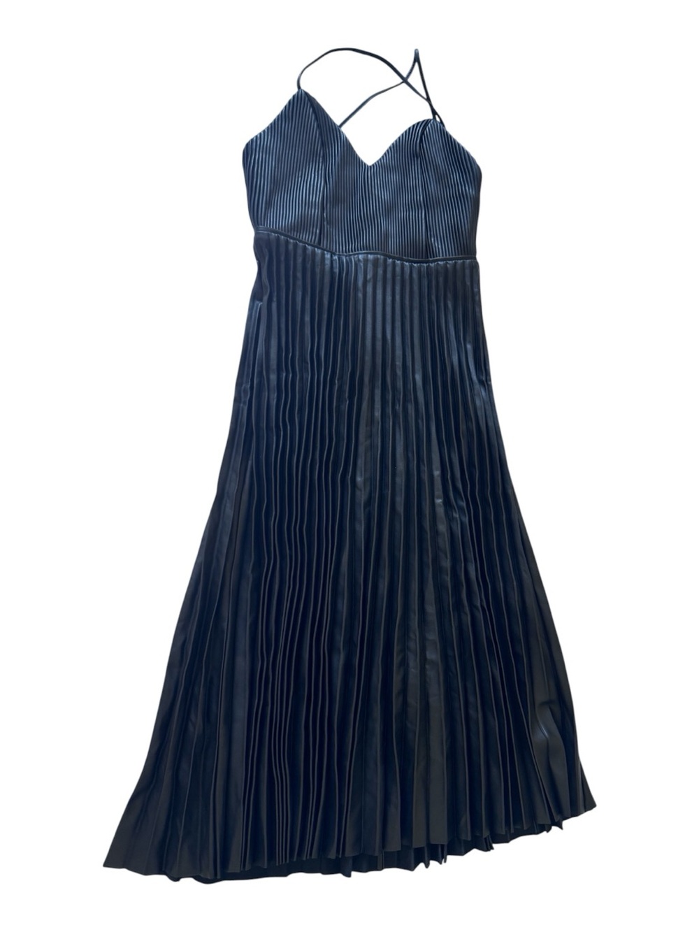 Banana Republic Black Pleated Midi Dress with Spaghetti Straps - Picture 2 of 7